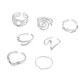 Silverfärgade ringar 7-pack, varierande mönster - 17mm