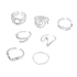 Silverfärgade ringar 7-pack, varierande mönster - 17mm