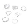 Silverfärgade ringar 7-pack, varierande mönster