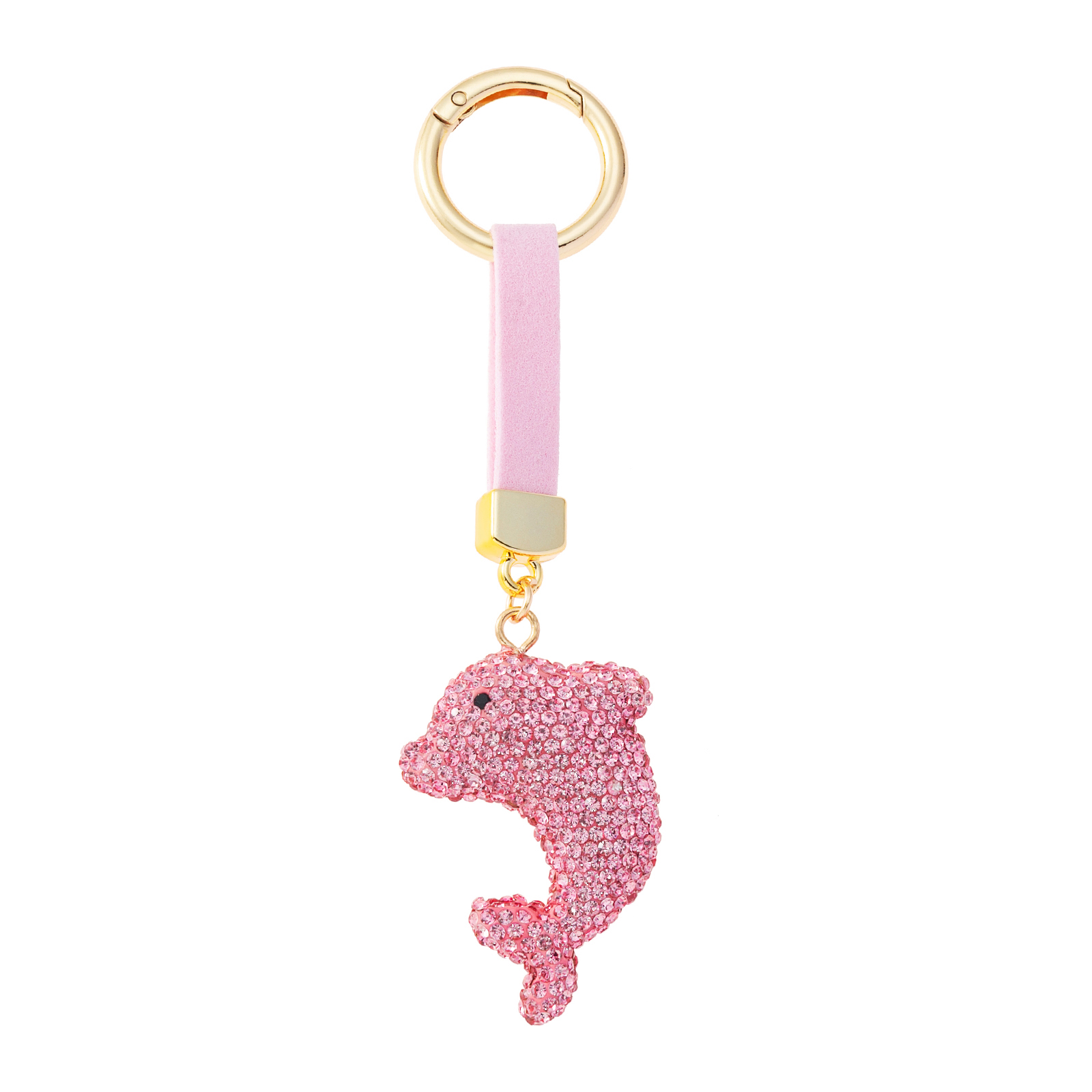 Nyckelring med rosa glittrande delfin