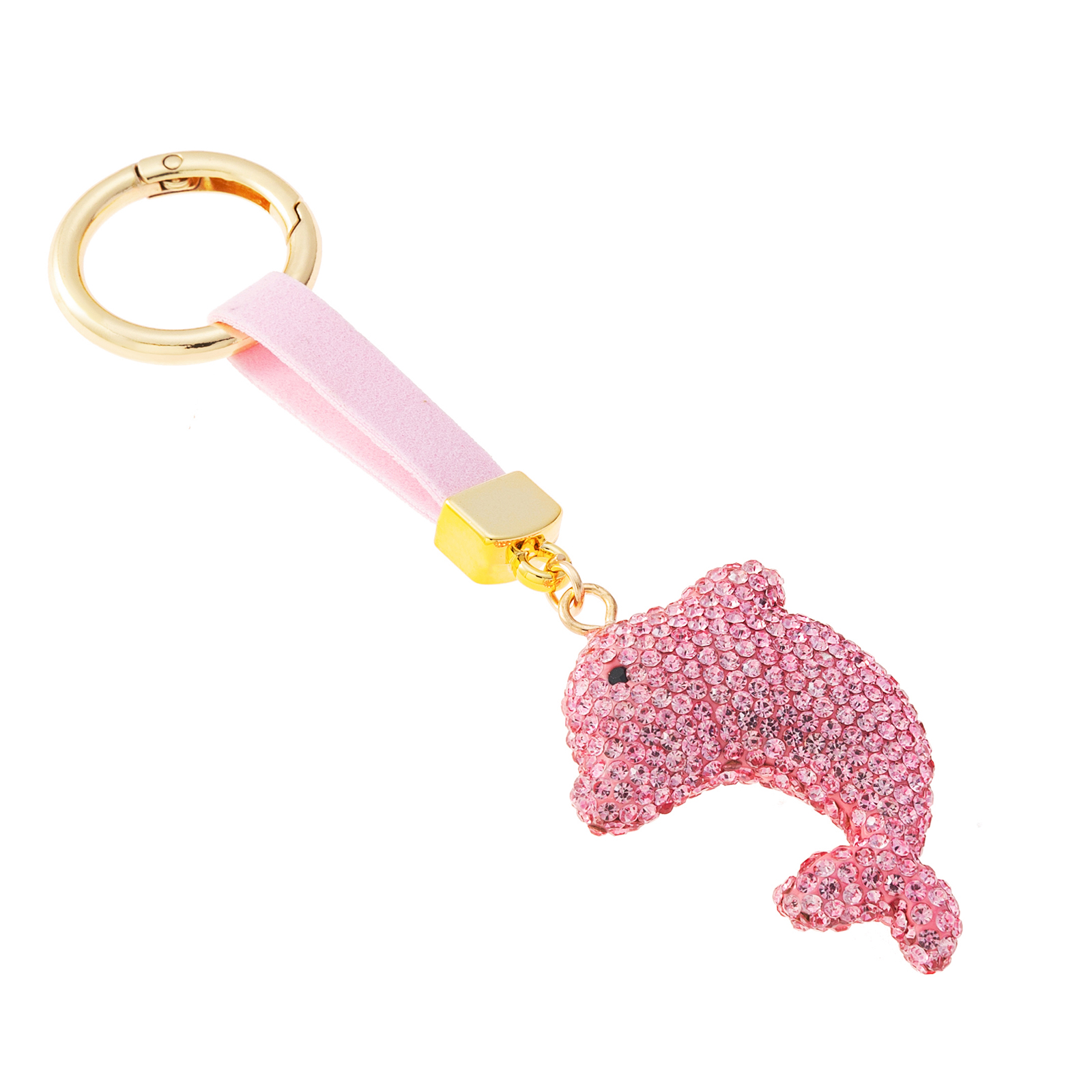 Nyckelring med rosa glittrande delfin
