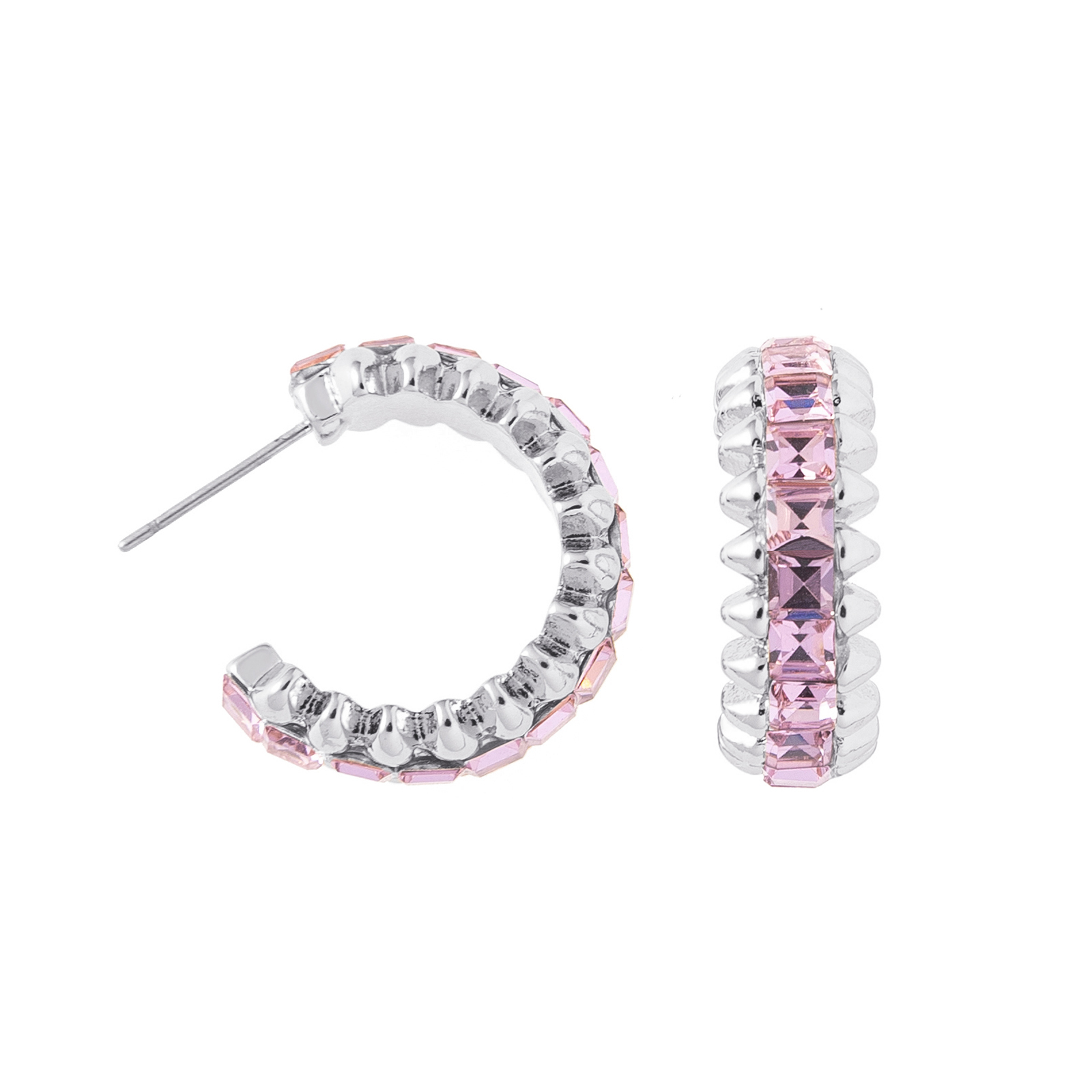 Silverfärgade örhängen Spike Noir rosa - 2,5 cm