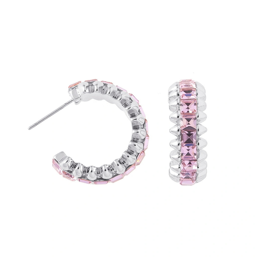 Silverfärgade örhängen Spike Noir rosa - 2,5 cm