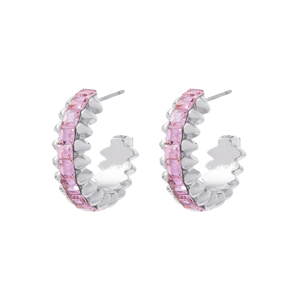 Silverfärgade örhängen Spike Noir rosa - 2,5 cm