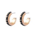 Guldfärgade örhängen Spike Noir svarta stenar - 2,5 cm