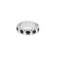 Silverfärgad ring Spike Noir, svarta hjärtan - 17 mm
