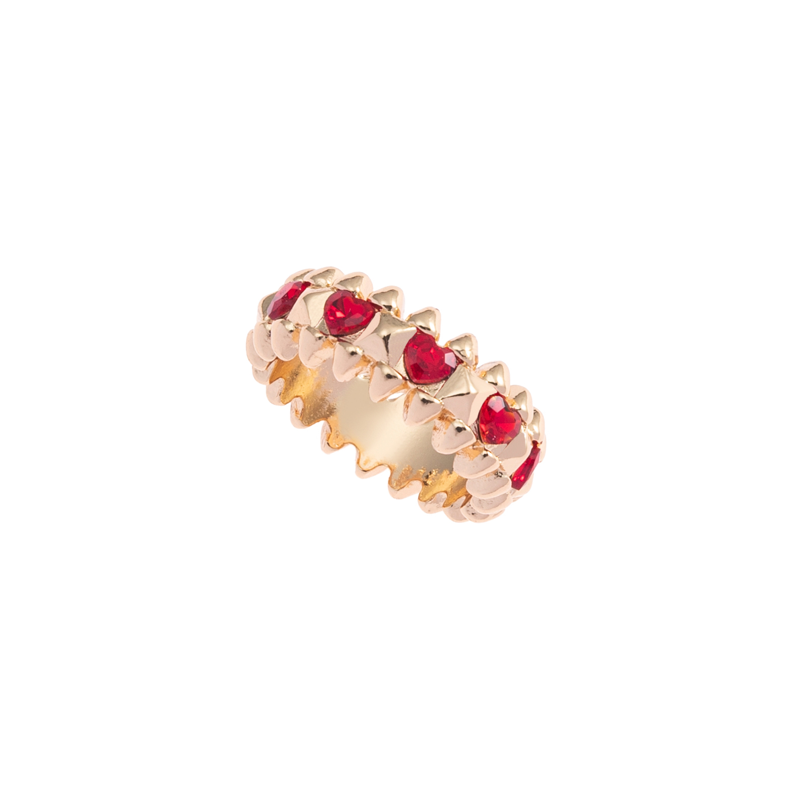 Guldfärgad ring Spike Noir, röda hjärtan - 17 mm