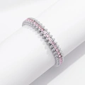 Silverfärgat armband Spike Noir, rosa stenar med nitar - Elastiskt