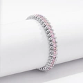 Silverfärgat armband Spike Noir, rosa stenar med nitar - Elastiskt