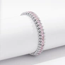 Silverfärgat armband Spike Noir, rosa stenar med nitar - Elastiskt