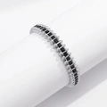 Silverfärgat armband Spike Noir, svarta stenar med nitar - Elastiskt