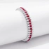 Silverfärgat armband Spike Noir, röda stenar med nitar - Elastiskt