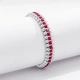 Silverfärgat armband Spike Noir, röda stenar med nitar - Elastiskt
