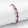 Silverfärgat armband Spike Noir, röda stenar med nitar - Elastiskt