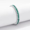 Silverfärgat armband Spike Noir, gröna stenar - Elastiskt