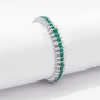 Silverfärgat armband Spike Noir, gröna stenar - Elastiskt