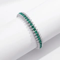Silverfärgat armband Spike Noir, gröna stenar - Elastiskt