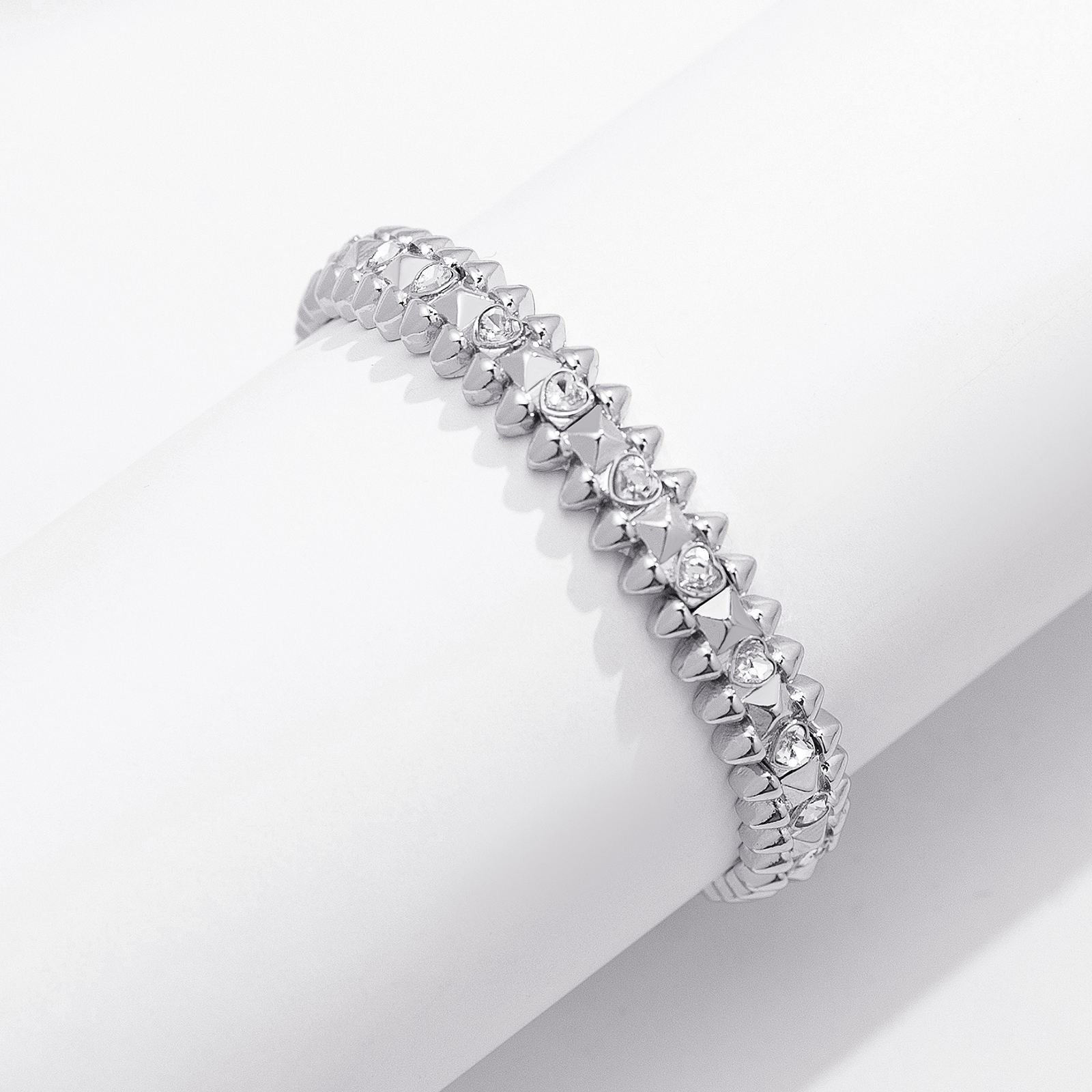 Silverfärgat armband Spike Noir, klara hjärtan - Elastiskt