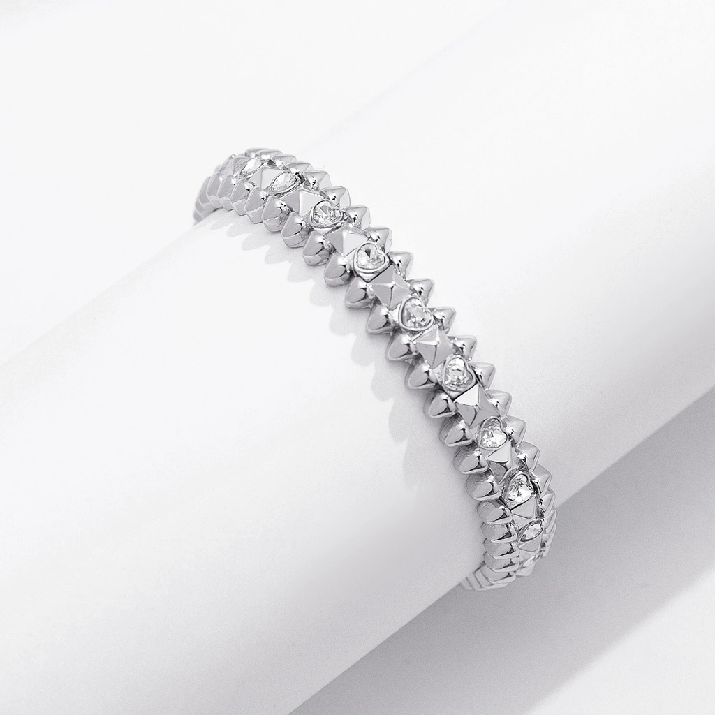Silverfärgat armband Spike Noir, klara hjärtan - Elastiskt