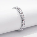 Silverfärgat armband Spike Noir, rosa hjärtan - Elastiskt