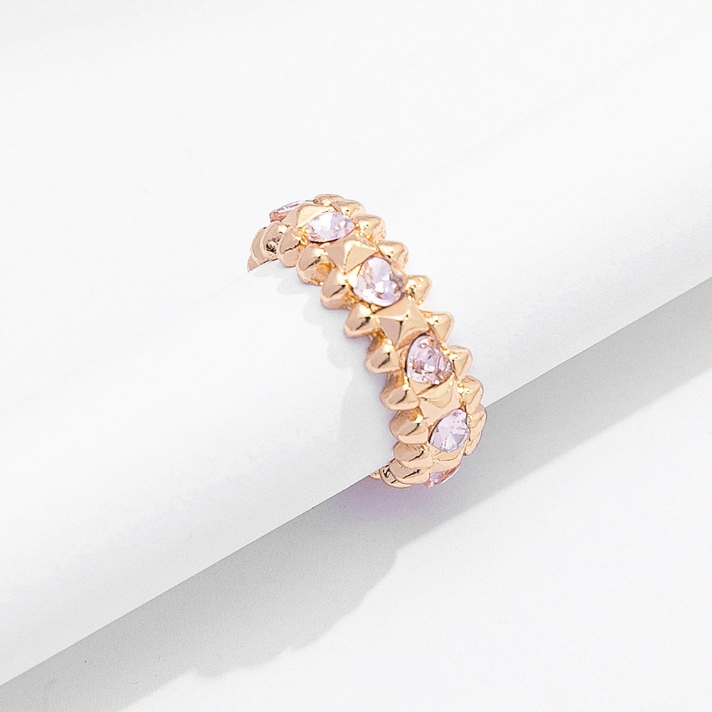 Guldfärgad ring Spike Noir, rosa hjärtan - 18 mm