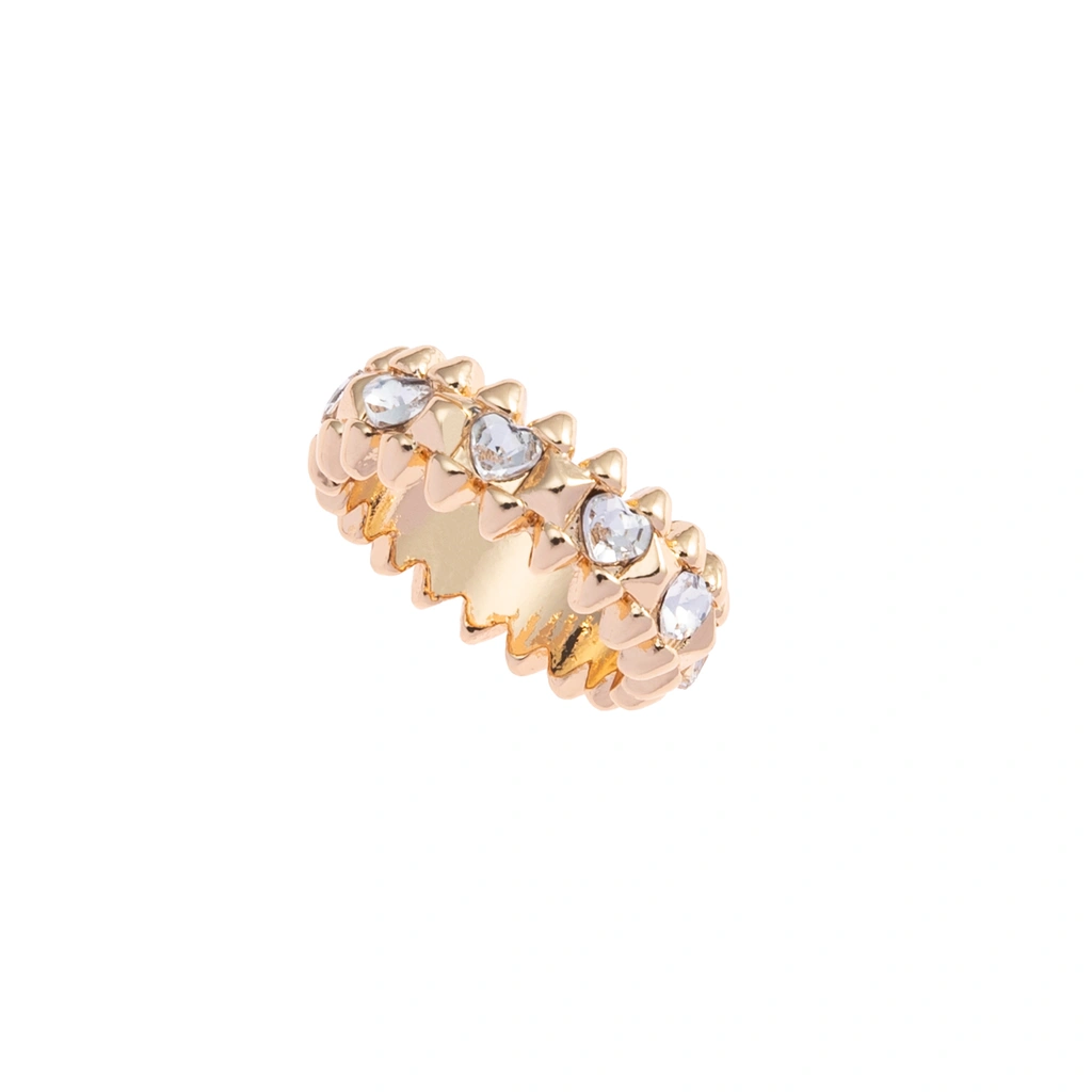 Guldfärgad ring Spike Noir, klara hjärtan - 19 mm