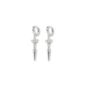 Silverfärgade örhängen creoler, klara stenar & spike - 4 cm