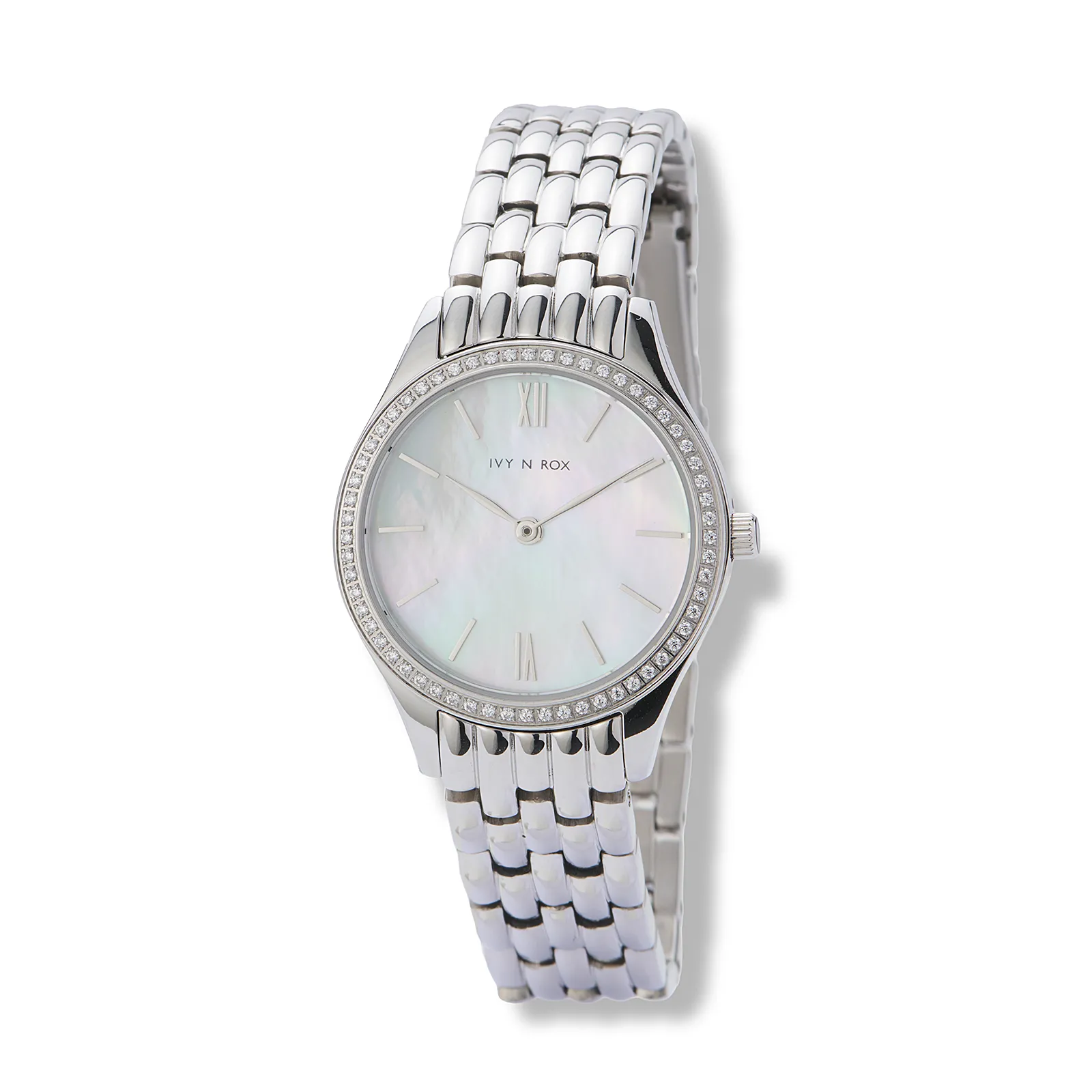 Ivy n Rox damklocka pärlemor/silver, metallband - I26024-023