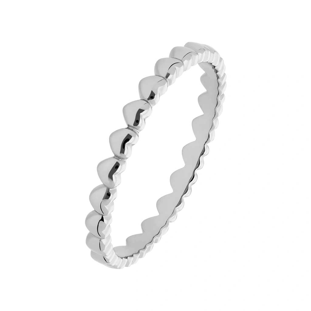 Rodiumpläterad silverring för dam, hjärtmönster – 16,0 mm