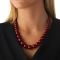 Guldfärgat halsband, vinröda pärlor - 42+5 cm