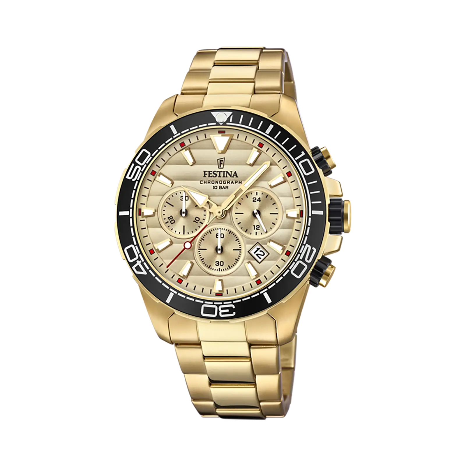 Festina Prestige herrklocka guld, metallband - F20364/1