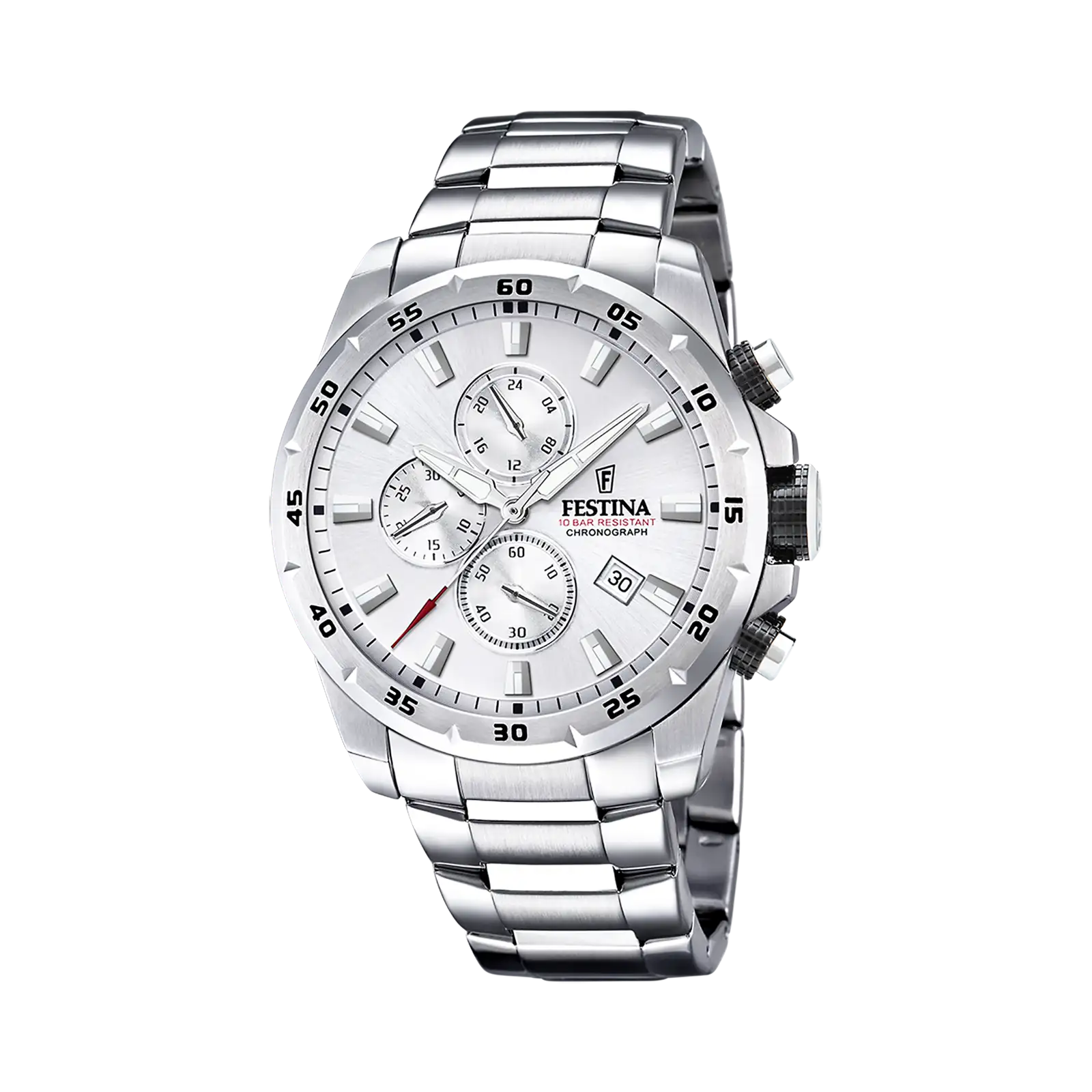 Festina Chrono Sport herrklocka silver/stål, metallband - F20463/1