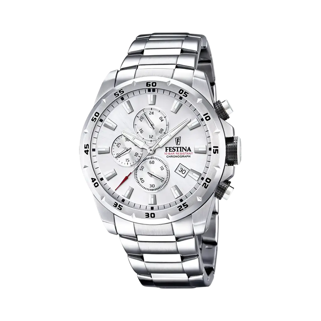 Festina Chrono Sport herrklocka silver/stål, metallband - F20463/1