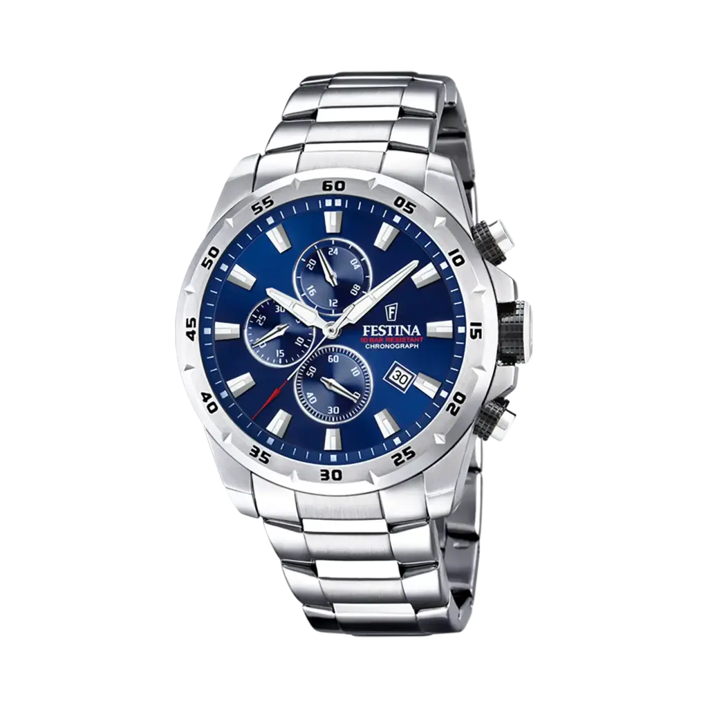 Festina Chrono Sport herrklocka blå/stål, metallband - F20463/2