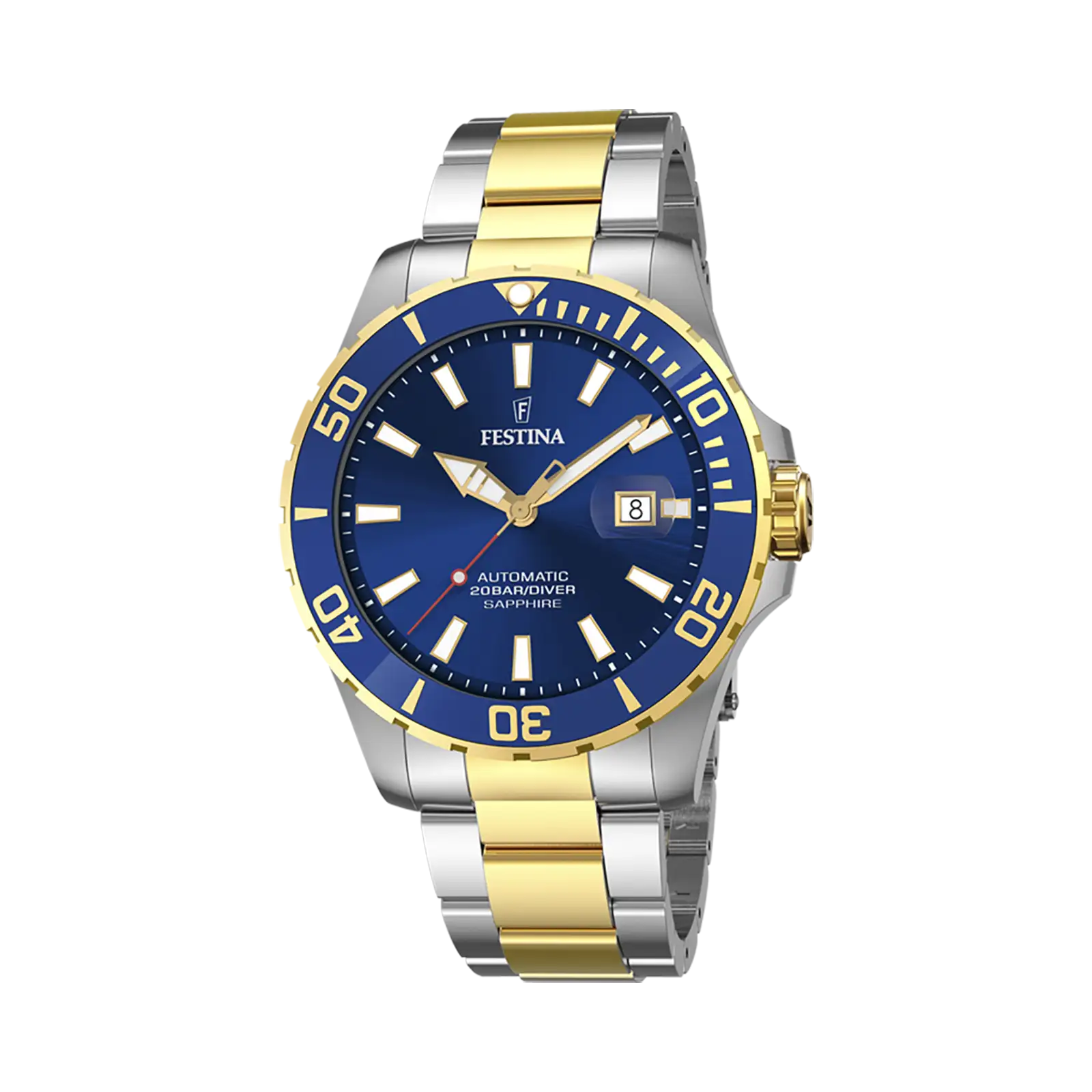 Festina Automatic Diver automatisk blå/bicolor, metallband - F20532/1