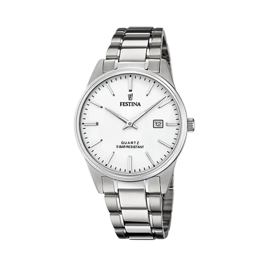 Festina Classic herrklocka vit/stål, metallband - F20511/2