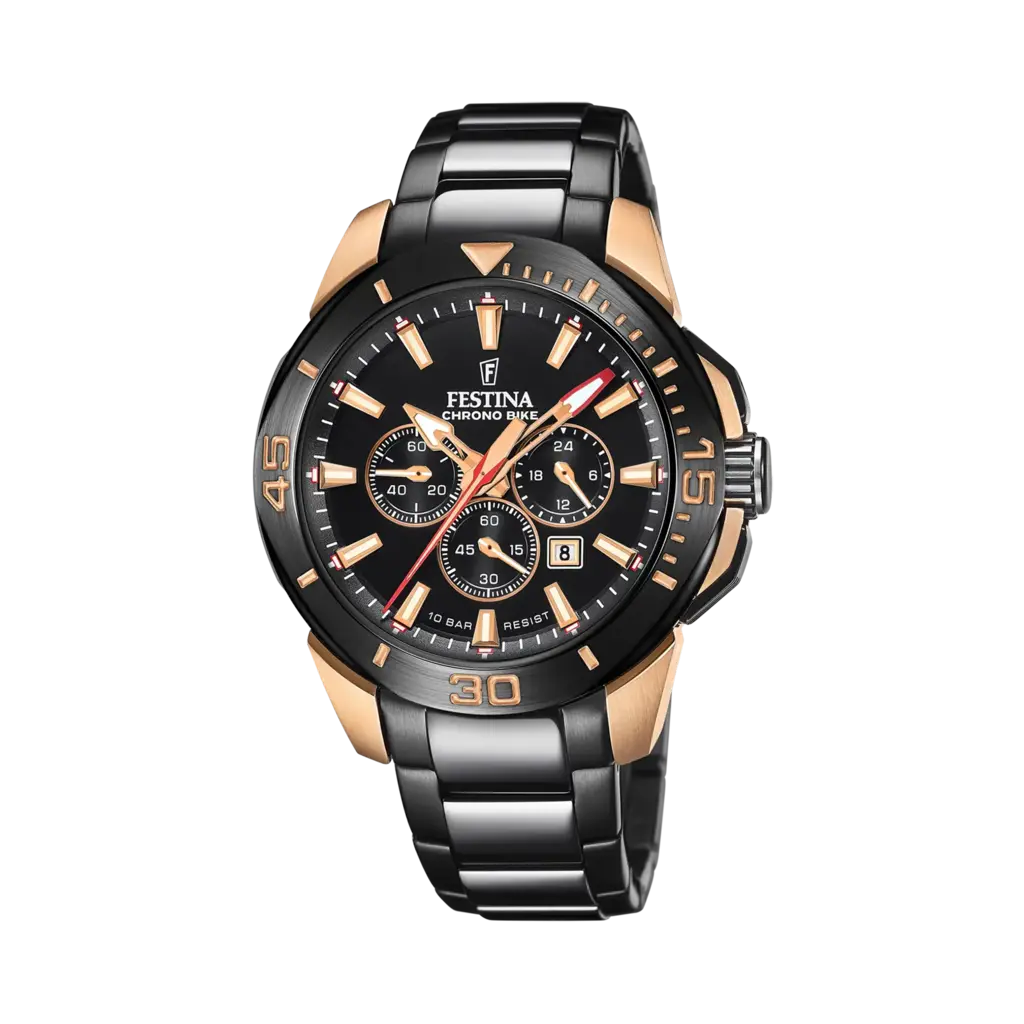 Festina Chrono Bike herrklocka svart, metallband - F20645/1