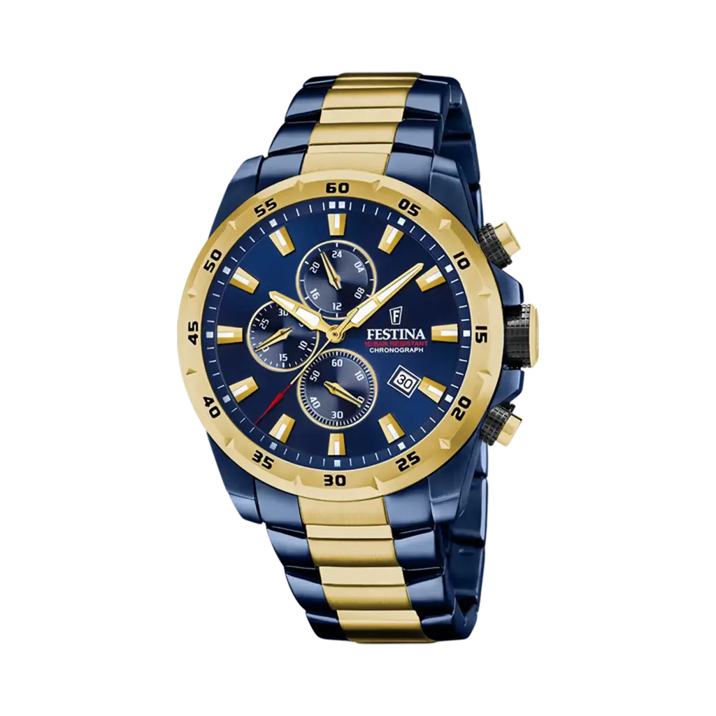Festina Chrono Sport herrklocka blå/bicolor, metallband - F20564/1
