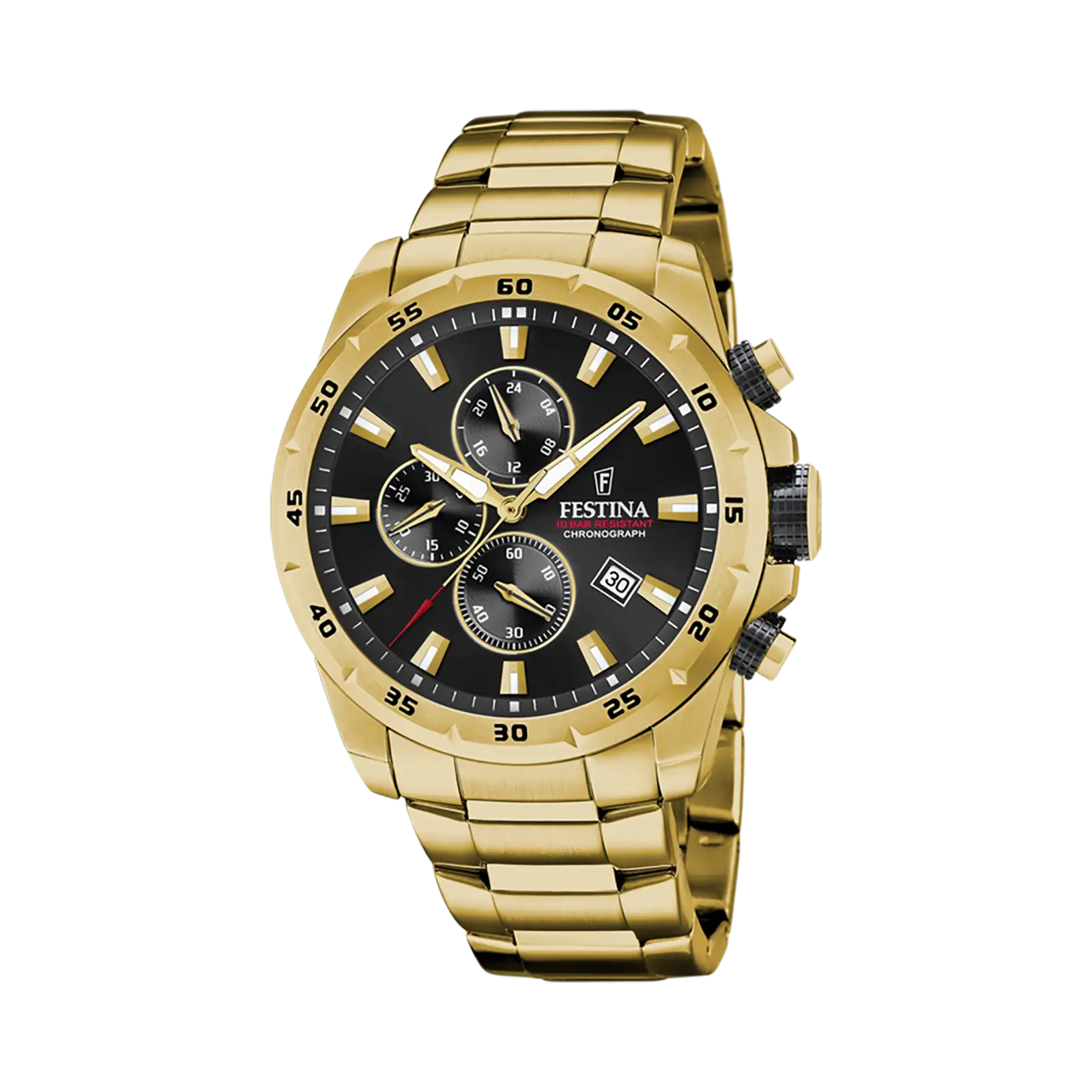 Festina Chrono Bike herrklocka svart/guld, metallband - F20541/4