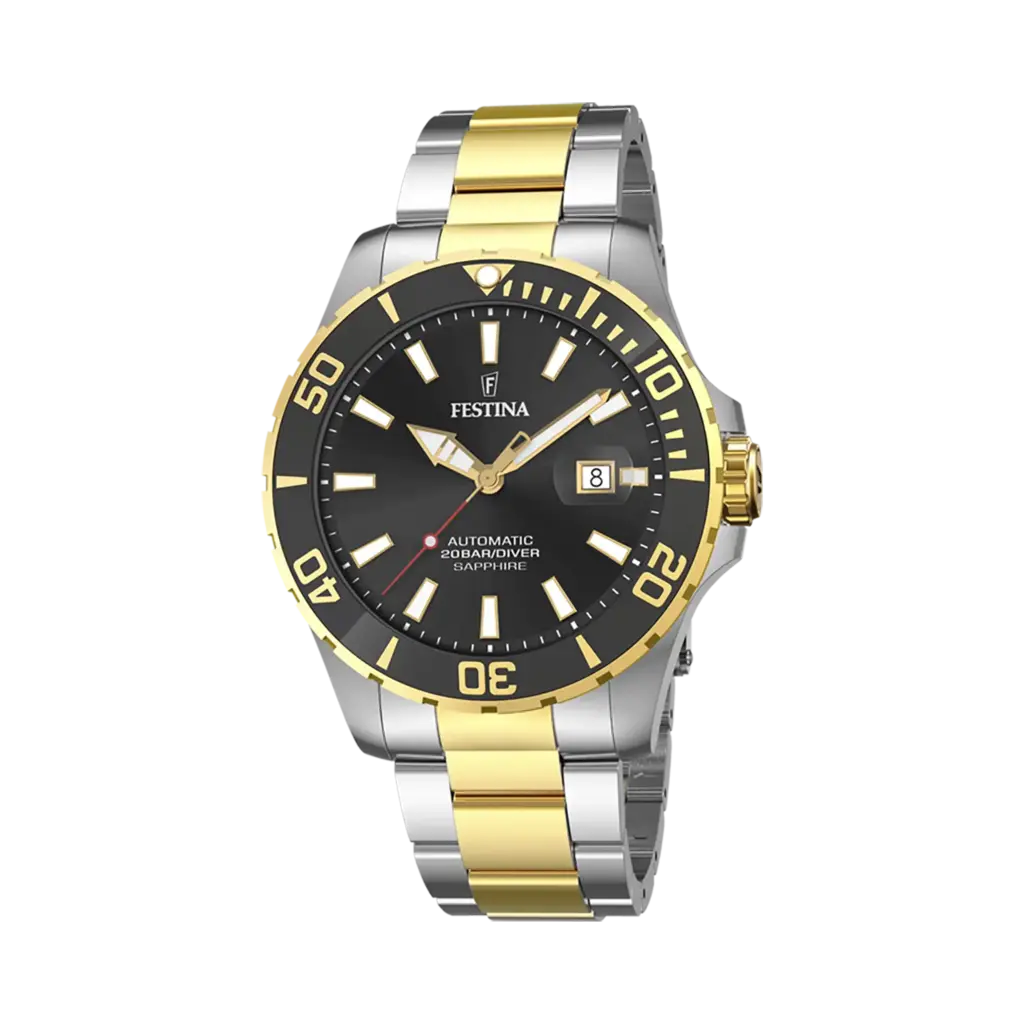 Festina Automatic Diver automatisk svart/bicolor, metallband - F20532/2