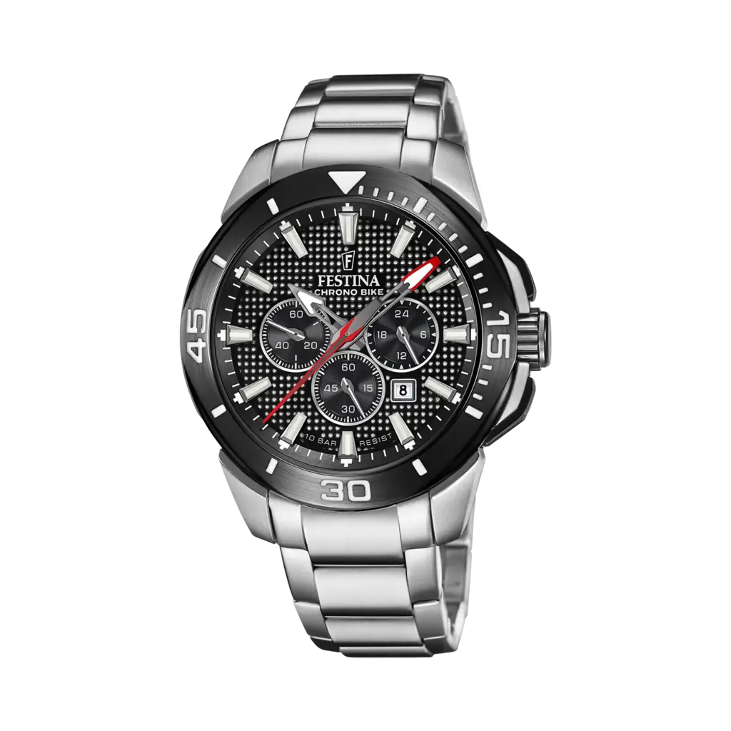 Festina Chrono Bike herrklocka svart/stål, metallband - F20641/4