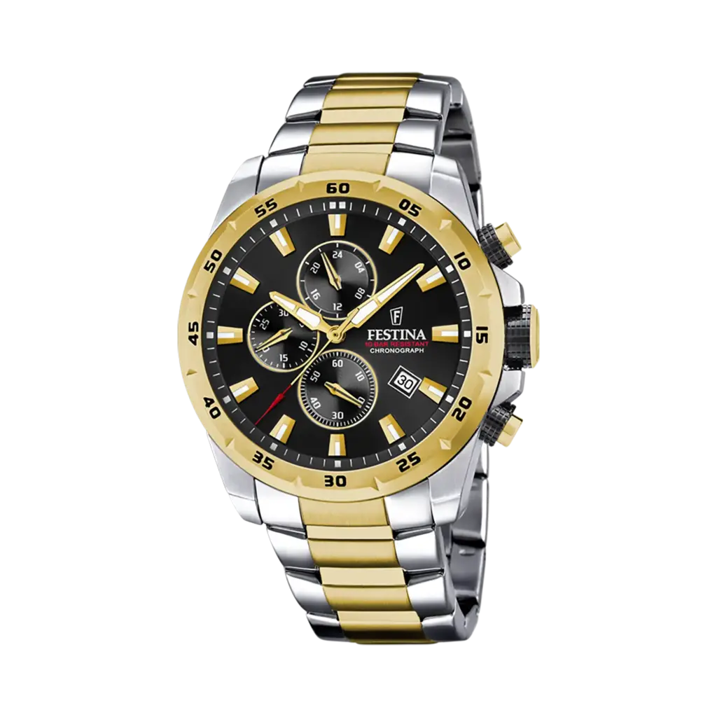Festina Chrono Sport herrklocka svart/bicolor, metallband - F20562/4
