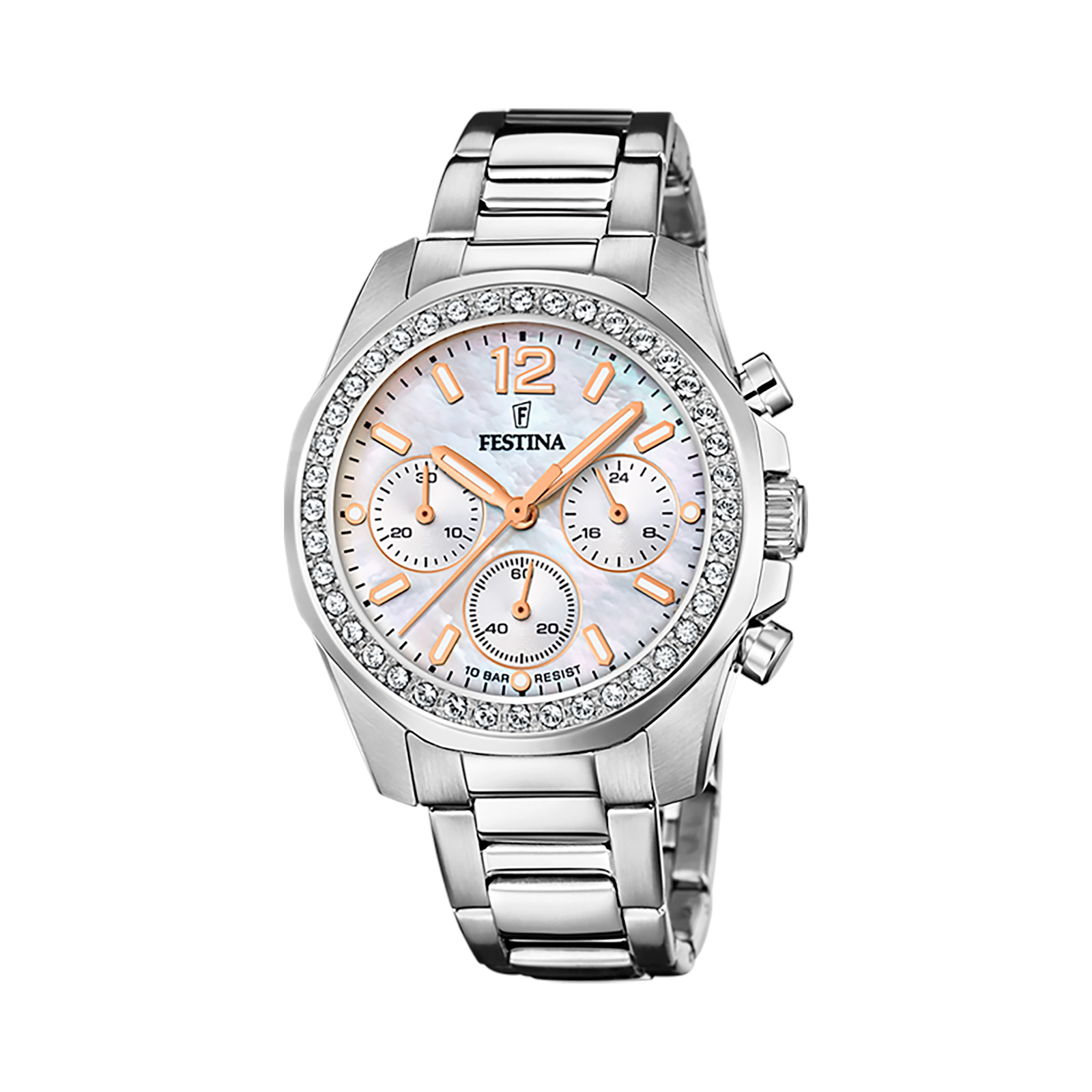 Festina Boyfriend damklocka pärlemor/stål, metallband - F20606/1