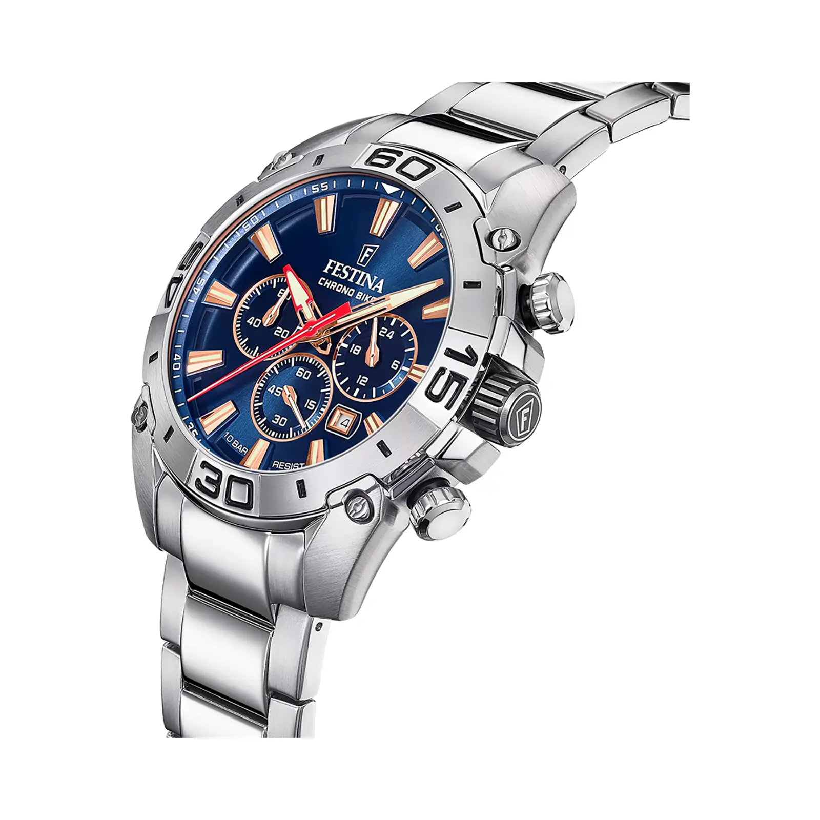 Festina Chrono Bike herrklocka svart/stål, metallband - F20543/4