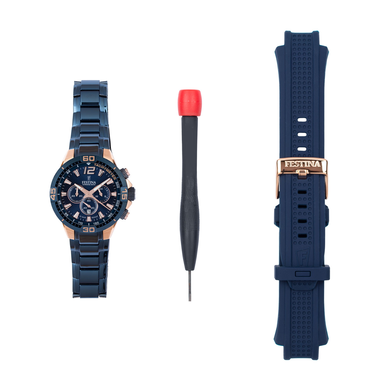 Festina Chrono Bike herrklocka blå/bicolor, metallband - F20524/1