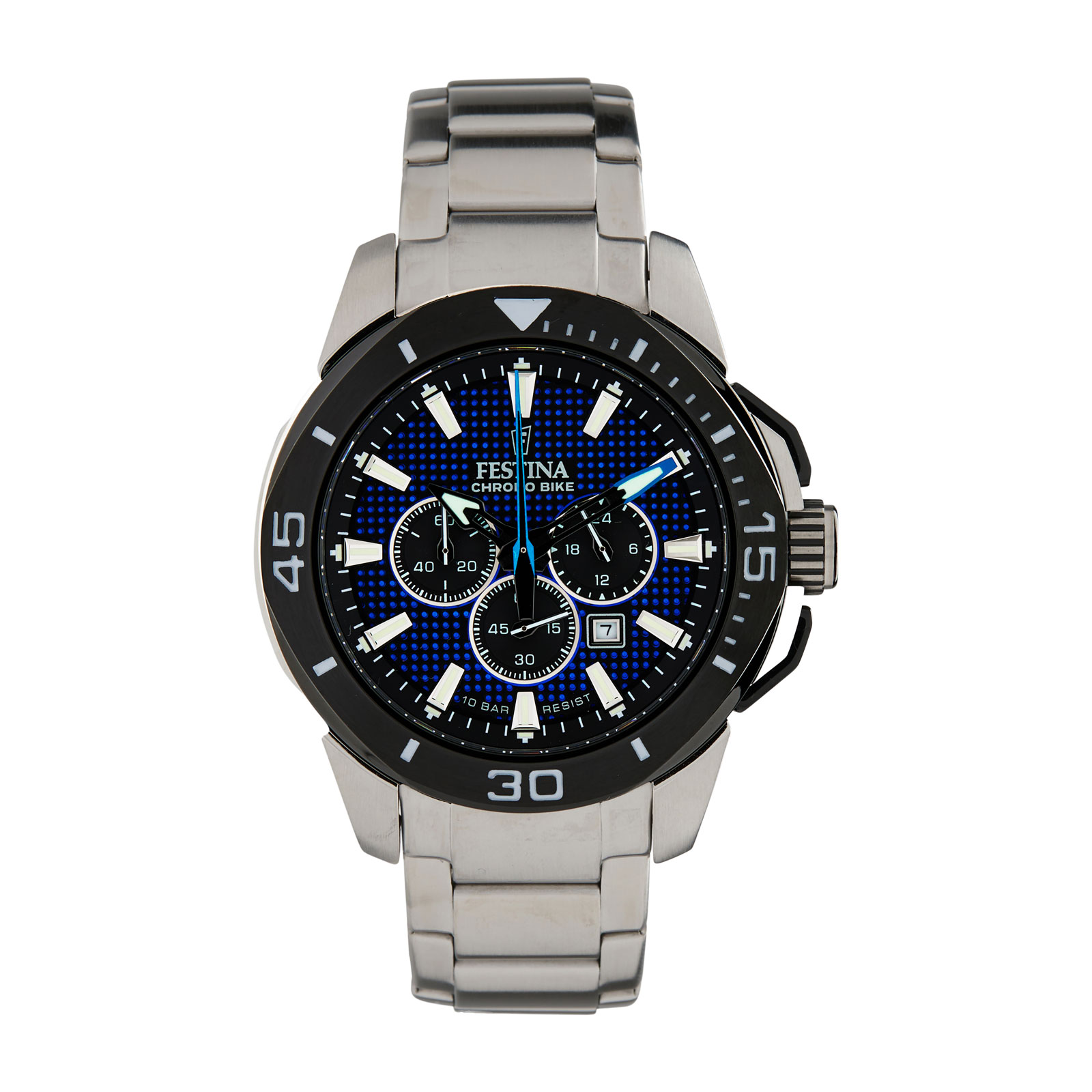 Festina Chrono Bike herrklocka blå/stål, metallband - F20641/2