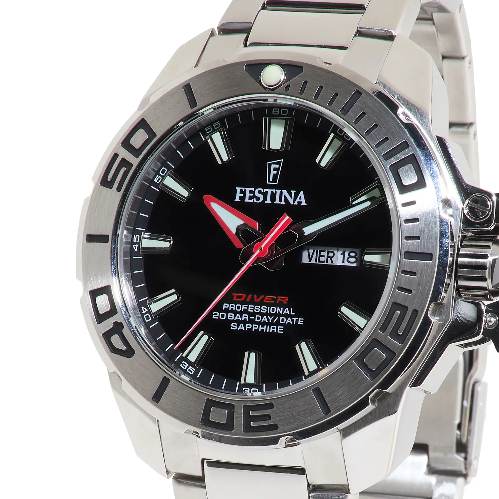 Festina The Original Diver herrklocka svart/stål, metallband - F20665/4