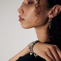Armband stål, kularmband med kulor, hjärtan, spikes - 20,5 cm