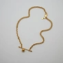 Halsband guldpläterat stål, skivstång, boll - 40+5 cm