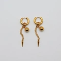 Örhängen guldpläterat stål, creol med kula, spike - 20 mm